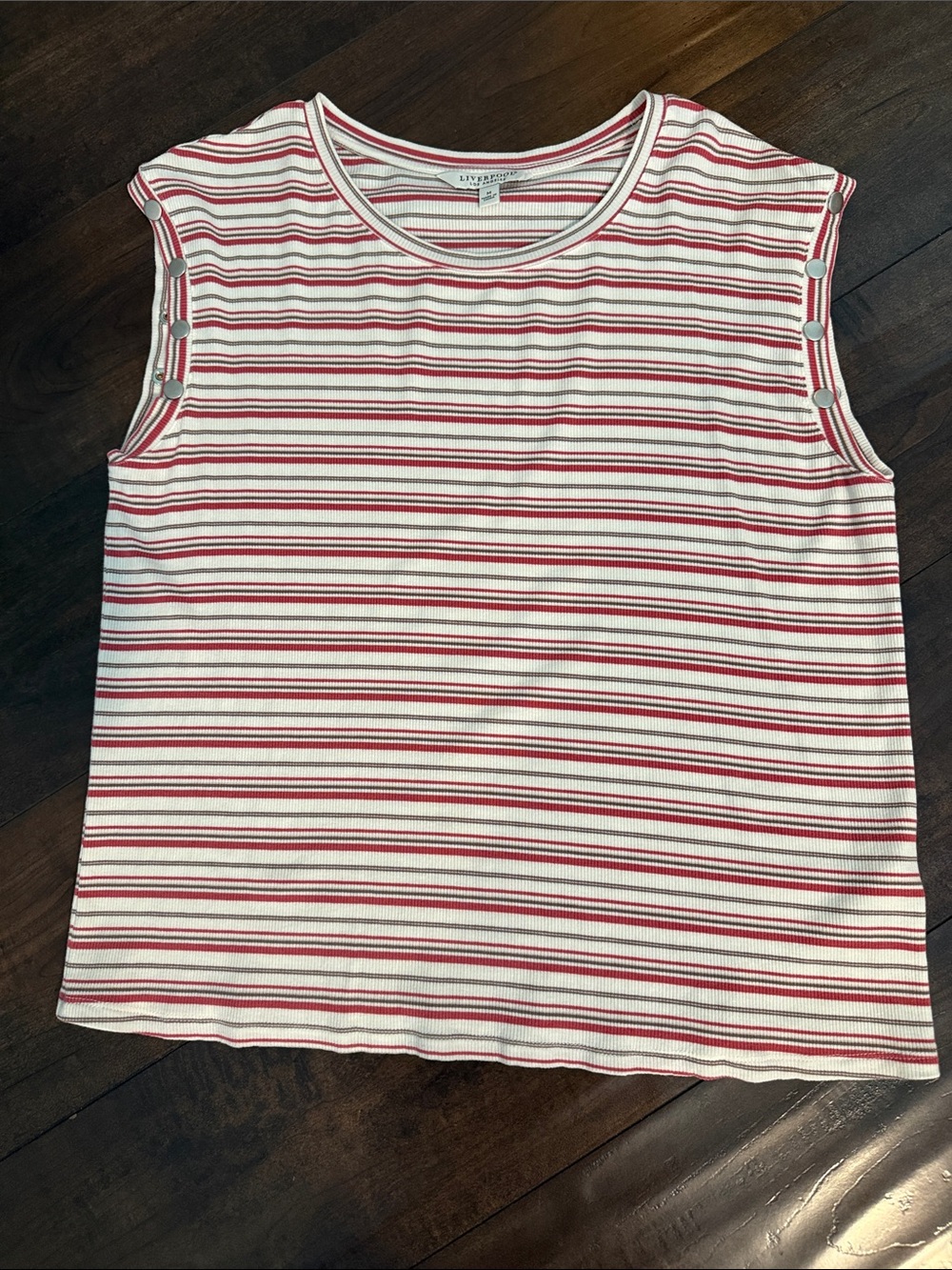 Liverpool Red and White Striped Ribbed Tank